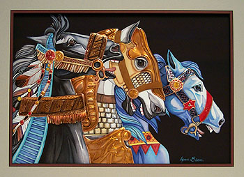 COPPER CAROUSEL HORSES 11x14.