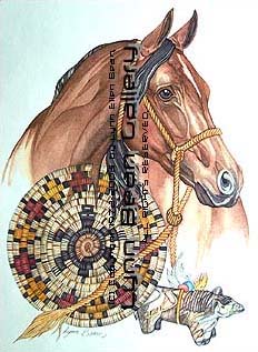 Horse With Fetish And Indian Basket.